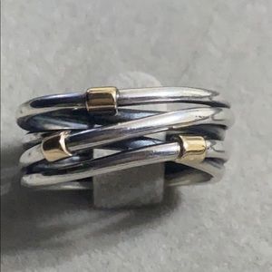 Pandora Two-Tone Silver and Gold Multi-Band Ring